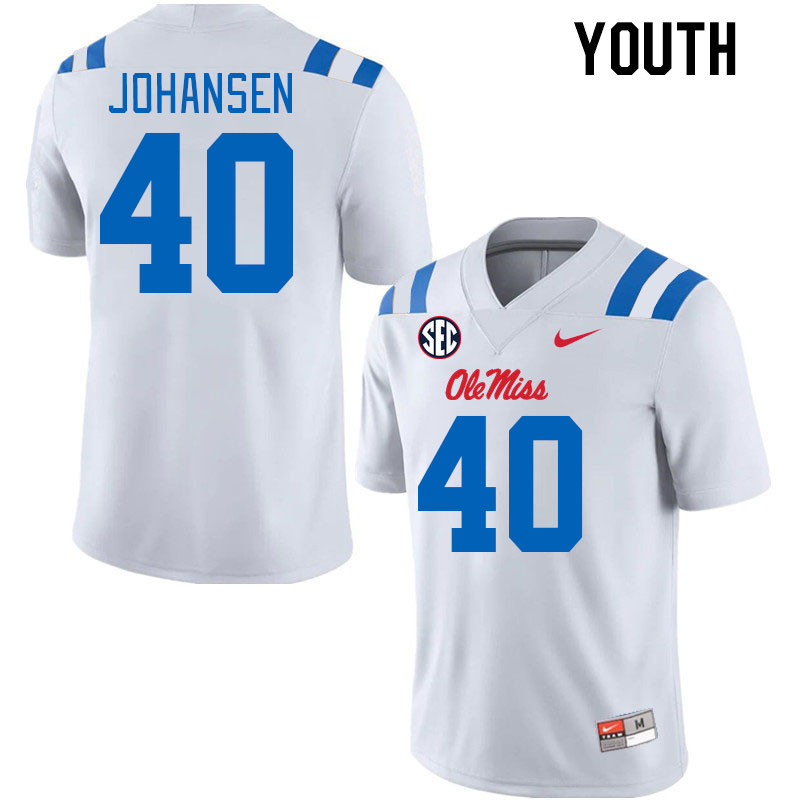 Youth #40 Zach Johansen Ole Miss Rebels 2024 New Uniforms College Football Jerseys Stitched-White